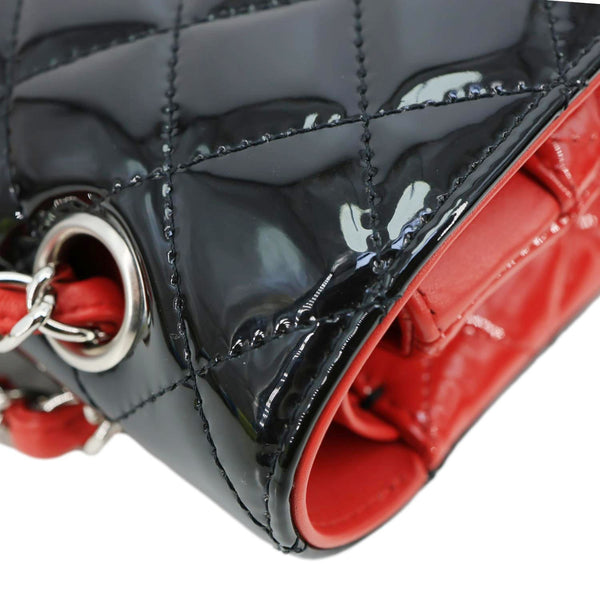 CHANEL Classic Double Flap Medium Quilted Patent Leather Shoulder Bag Bicolor