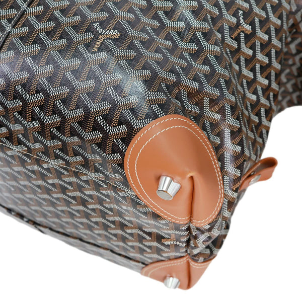 GOYARD Bowling 55 Chevron Print Coated Canvas Duffle Bag Brown