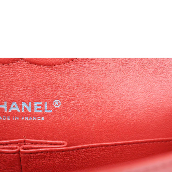 CHANEL Classic Double Flap Medium Quilted Patent Leather Shoulder Bag Bicolor