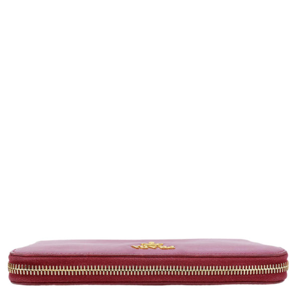 PRADA Saffiano Leather Zip Around Wallet Red