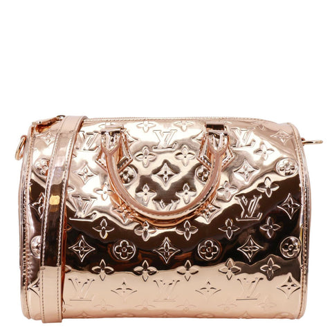 LOUIS VUITTON Speedy Bandouliere 25 Monogram Miroir Leather Shoulder Bag Rose Gold