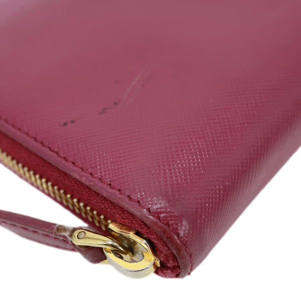 PRADA Saffiano Leather Zip Around Wallet Red