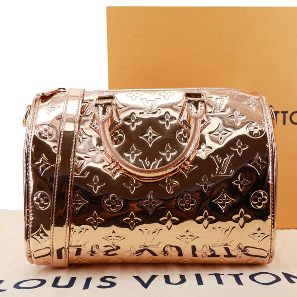 LOUIS VUITTON Speedy Bandouliere 25 Monogram Miroir Leather Shoulder Bag Rose Gold