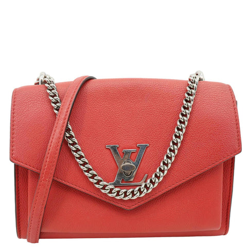 LOUIS VUITTON Lockme BB Taurillon Leather Chain Shoulder Bag Red