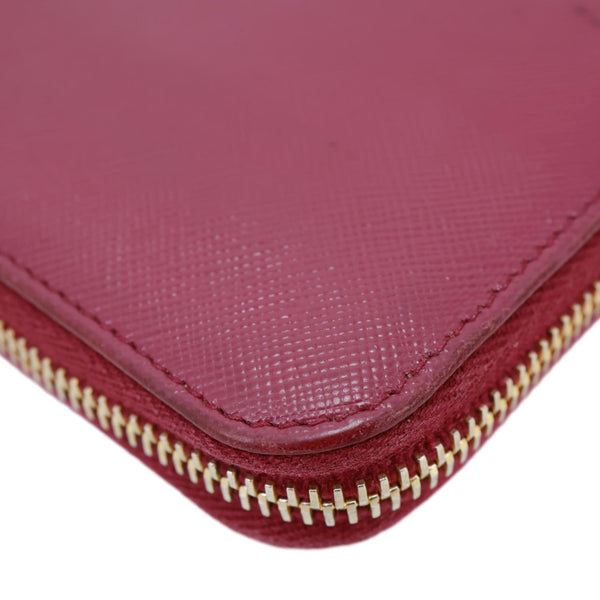 PRADA Saffiano Leather Zip Around Wallet Red