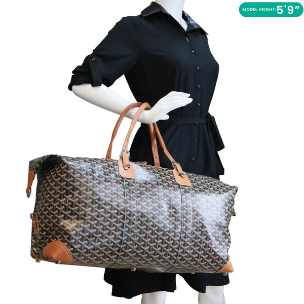 GOYARD Bowling 55 Chevron Print Coated Canvas Duffle Bag Brown