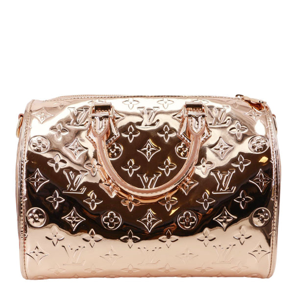 LOUIS VUITTON Speedy Bandouliere 25 Monogram Miroir Leather Shoulder Bag Rose Gold