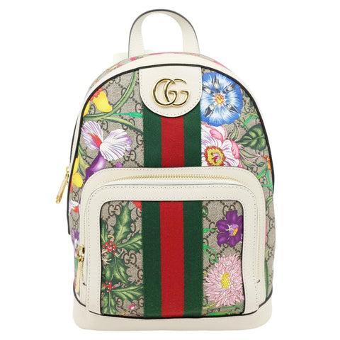 GUCCI Ophidia GG Flora Small Supreme Canvas Backpack Bag Beige 547965