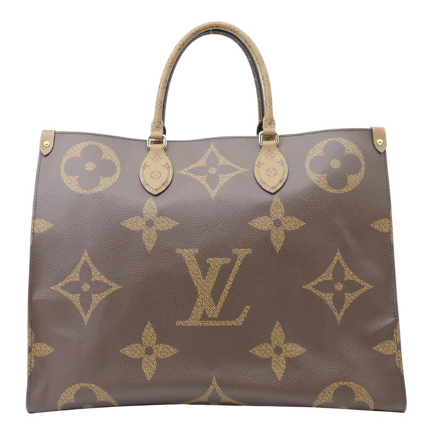 LOUIS VUITTON Onthego GM Giant Monogram Canvas Tote Bag Brown