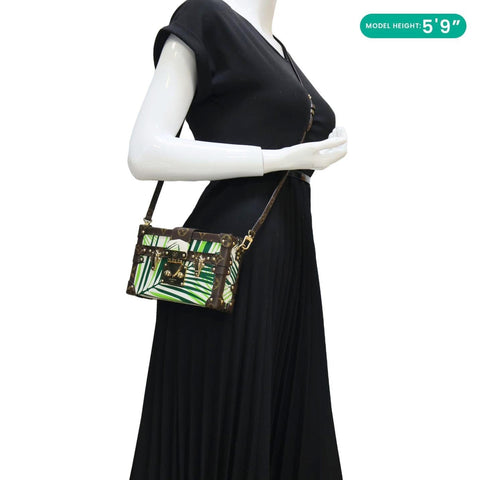 LOUIS VUITTON Petite Malle Palm Tree Monogram Canvas Shoulder Bag Multicolor