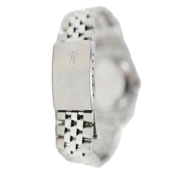 Rolex Datejust 36mm Stainless Steel Engine Turned Bezel White Roman Dial Watch 16220