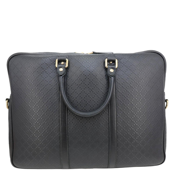GUCCI Diamante Textured Leather Business Briefcase Black 208463
