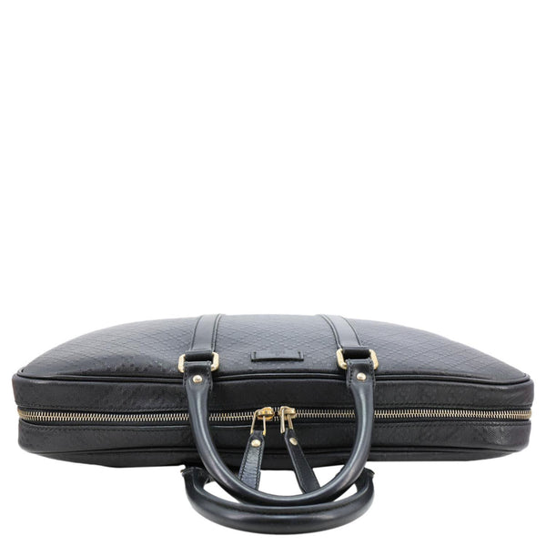 GUCCI Diamante Textured Leather Business Briefcase Black 208463