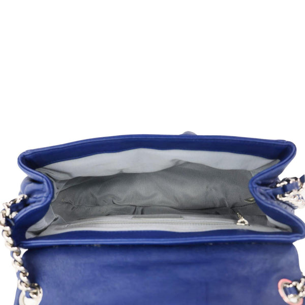 CHANEL Chain Around Flap Medium Quilted Leather Crossbody Bag Blue