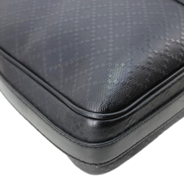 GUCCI Diamante Textured Leather Business Briefcase Black 208463