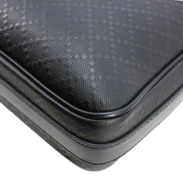 GUCCI Diamante Textured Leather Business Briefcase Black 208463