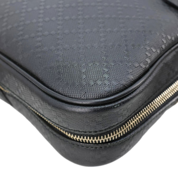 GUCCI Diamante Textured Leather Business Briefcase Black 208463