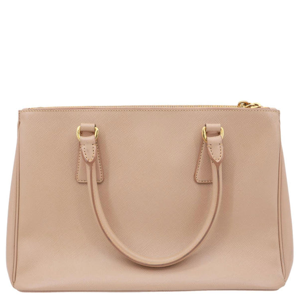 PRADA Galleria Double Zip Saffiano Leather Top Handle Tote Bag Beige