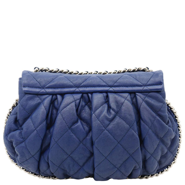 CHANEL Chain Around Flap Medium Quilted Leather Crossbody Bag Blue