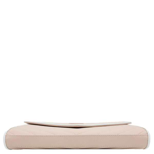 YVES SAINT LAURENT Envelope Flap Chevron Caviar Leather Chain Shoulder Bag Pink