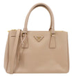 PRADA Galleria Double Zip Saffiano Leather Top Handle Tote Bag Beige