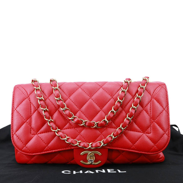 CHANEL Mademoiselle Chic Flap Medium Leather Shoulder Bag Red
