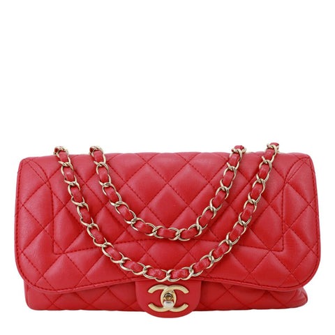 CHANEL Mademoiselle Chic Flap Medium Leather Shoulder Bag Red