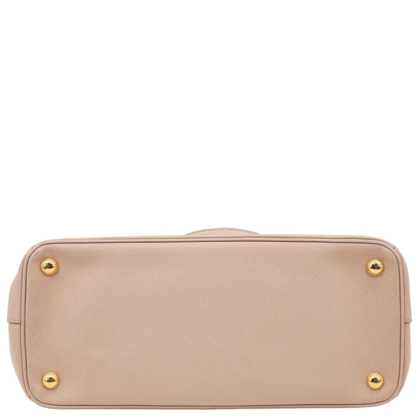 PRADA Galleria Double Zip Saffiano Leather Top Handle Tote Bag Beige