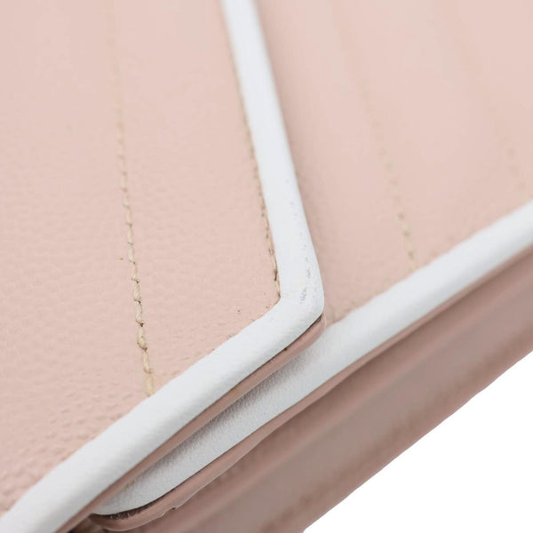 YVES SAINT LAURENT Envelope Flap Chevron Caviar Leather Chain Shoulder Bag Pink