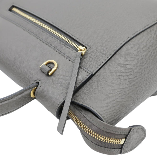 CELINE Mini Belt Grained Calfskin Leather Shoulder Bag Grey