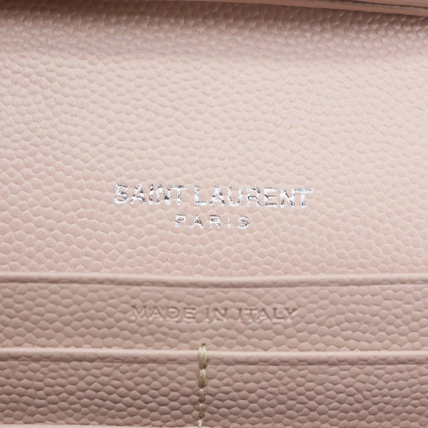 YVES SAINT LAURENT Envelope Flap Chevron Caviar Leather Chain Shoulder Bag Pink