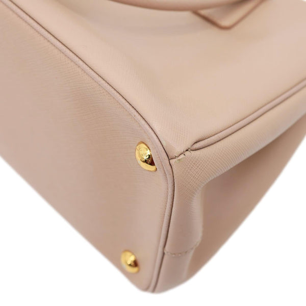 PRADA Galleria Double Zip Saffiano Leather Top Handle Tote Bag Beige