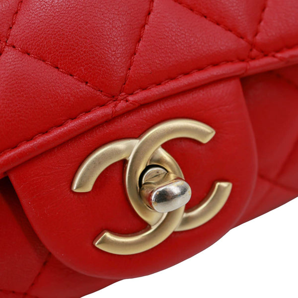 CHANEL Mademoiselle Chic Flap Medium Leather Shoulder Bag Red