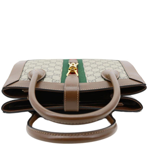 GUCCI Jackie 1961 Medium Web GG Supreme Canvas Tote Bag Beige 649016