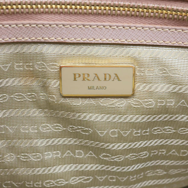 PRADA Galleria Double Zip Saffiano Leather Top Handle Tote Bag Beige