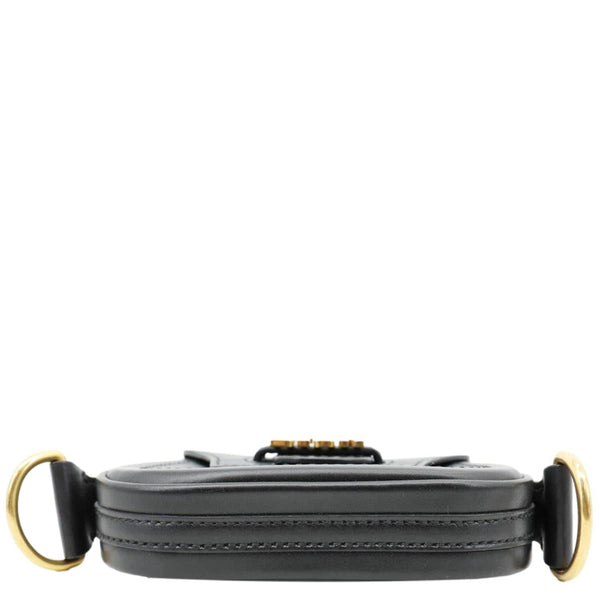 CHRISTIAN DIOR D Fence Small Calfskin Leather Saddle Bag Black