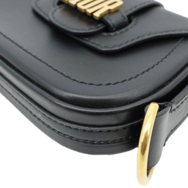CHRISTIAN DIOR D Fence Small Calfskin Leather Saddle Bag Black