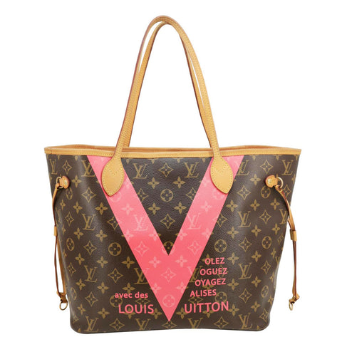 LOUIS VUITTON Neverfull MM V Grenade Monogram Canvas Tote Shoulder Bag Brown