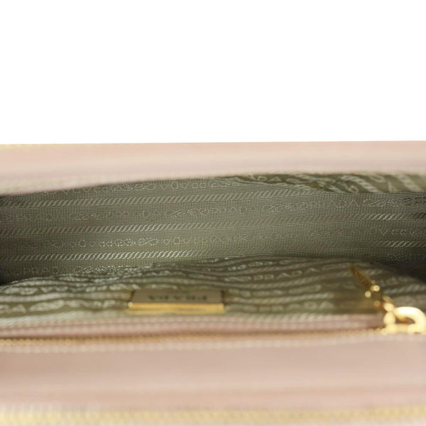 PRADA Galleria Double Zip Saffiano Leather Top Handle Tote Bag Beige