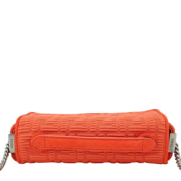 FENDI Baguette Technical Fabric FF Midi Chain Shoulder Bag Orange