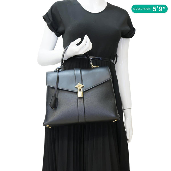 LOUIS VUITTON Rose Des Vents MM Calfskin Leather Satchel Bag Black