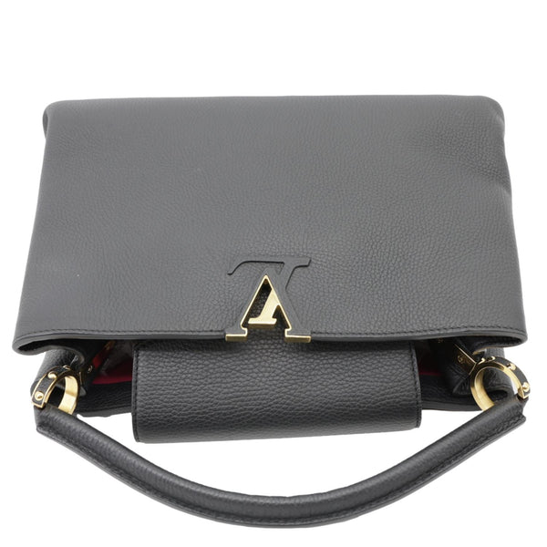 LOUIS VUITTON Capucines Taurillon Leather Satchel Bag Black
