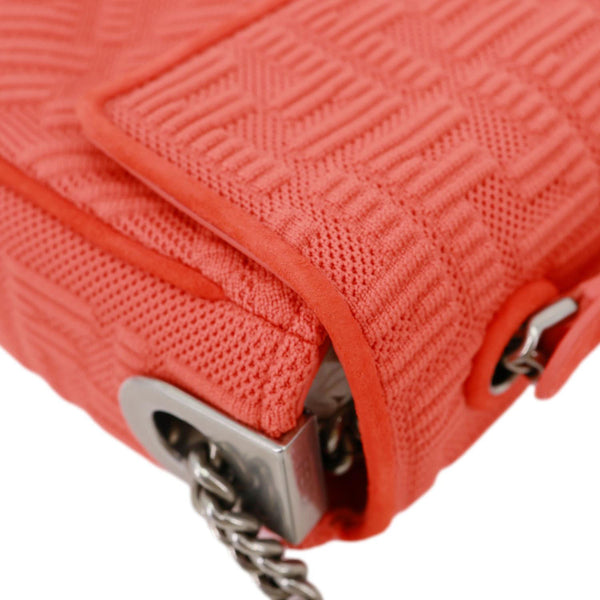 FENDI Baguette Technical Fabric FF Midi Chain Shoulder Bag Orange