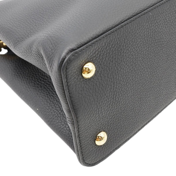 LOUIS VUITTON Capucines Taurillon Leather Satchel Bag Black