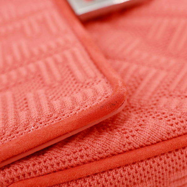 FENDI Baguette Technical Fabric FF Midi Chain Shoulder Bag Orange