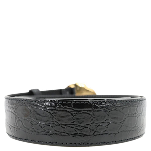 VERSACE La Medusa Buckle Calf Leather Belt Black Size 110/44