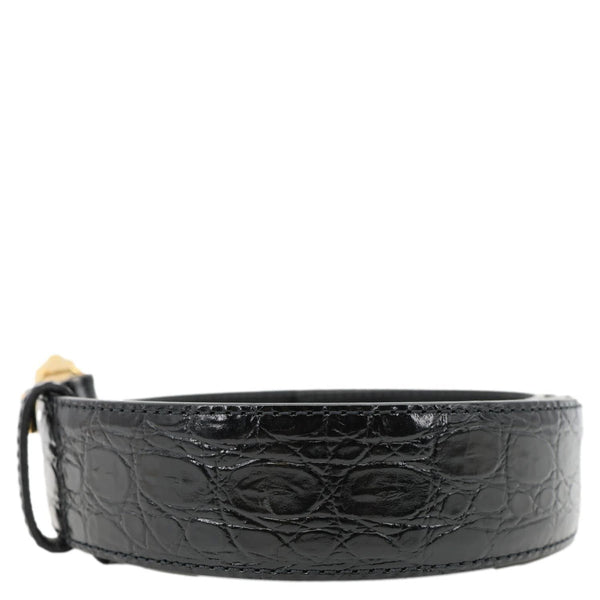 VERSACE La Medusa Buckle Calf Leather Belt Black Size 110/44