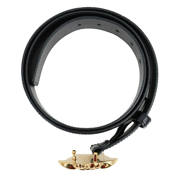 VERSACE La Medusa Buckle Calf Leather Belt Black Size 110/44