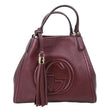 GUCCI Soho Small Pebbled Leather Tote Bag Burgundy 336751