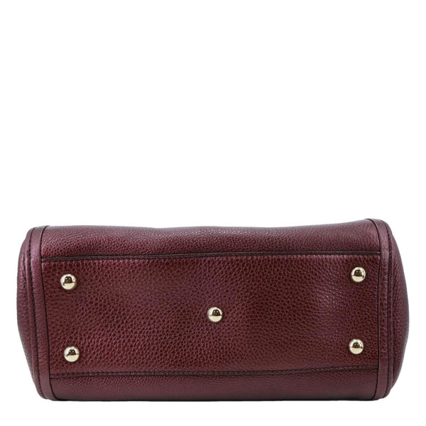 GUCCI Soho Small Pebbled Leather Tote Bag Burgundy 336751